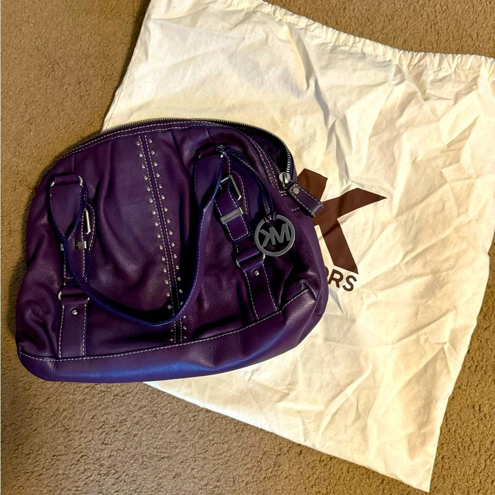 Michael Kors Purple Stud-Accent Shoulder Bag - Picture 1 of 3